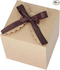 Brown Gift Boxes with Ribbon – 4x4x4" Foldable Paper Boxes with Lids, by WEWILUCK