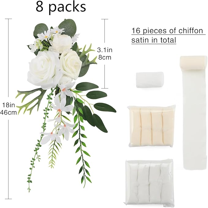 Wedding Aisle Decorations 8pcs Chair Decorations Artificial Flowers - Image 2