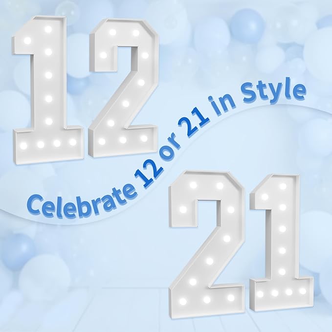 Marquee Numbers Large 12th-Birthday Decorations: 4ft Light Up Number Party - Image 6