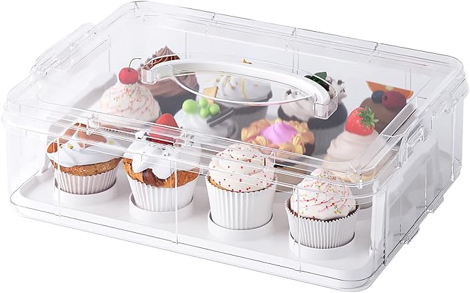 Cupcake Carrier with Lid and Handle, Cupcake and Brownie Storage Carrier by ClikKeep
