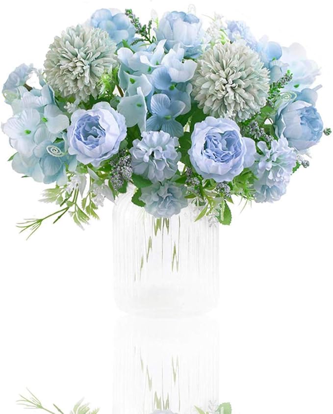Artificial Flowers, Fake Peony Silk Hydrangea Bouquet Decor Plastic Carnations by DDcafor