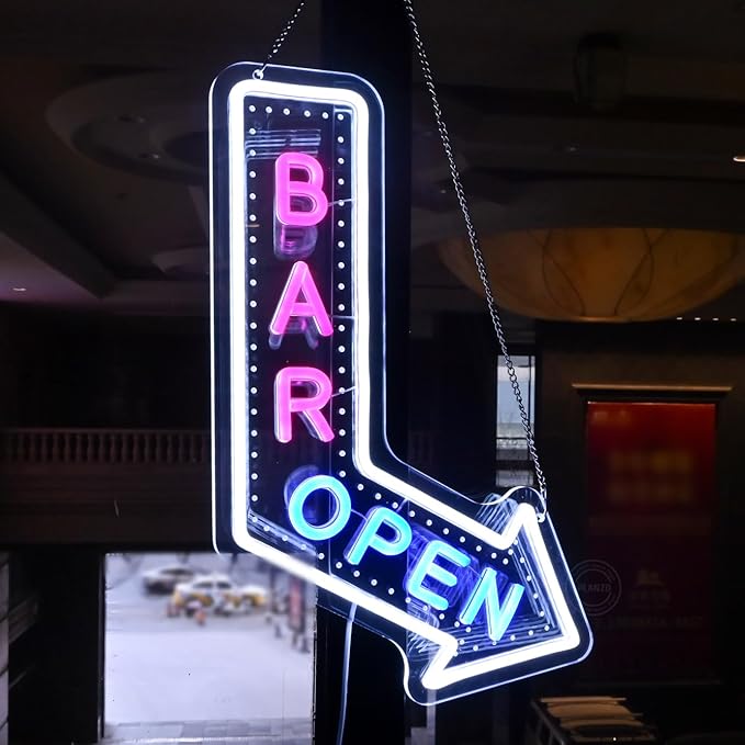 Planzo Bar Open Neon Signs for Business LED Light Up Open Beer Sign Wall Decor - Image 3