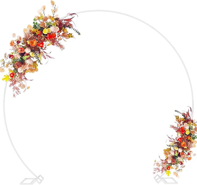 Asee'm 8.5FT White Wedding Arch Round Backdrop Stand Large Circle Metal Floral by Aseem