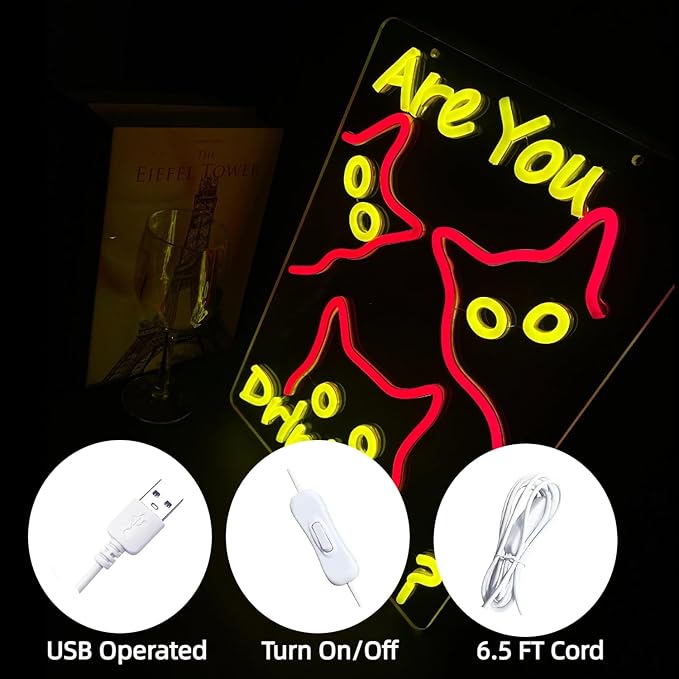 Are You Dringking Neon Sign Cat Neon Sign - Image 2