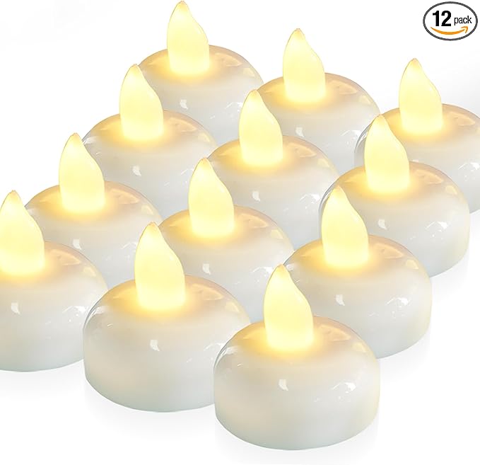Homemory 12 Pack 200 Hours Flameless Floating Candles, Warm White Led by Homemory