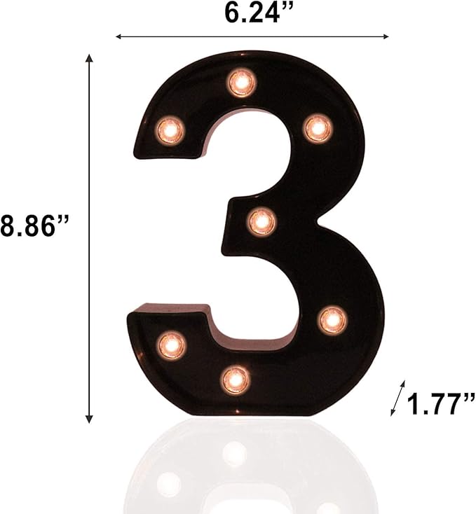 OYCBUZO Light Up Black Alphabet Marquee Number Sign LED Marquee Number Lights - Image 6