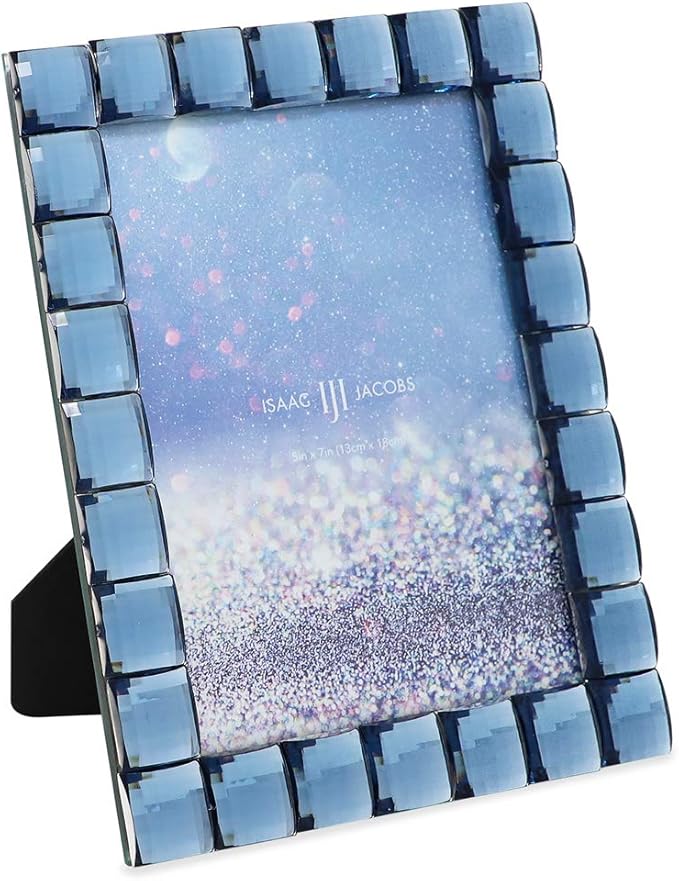 Isaac Jacobs Decorative Sparkling Navy Jewel Picture Frame, Photo Display & by IsaacJacobs