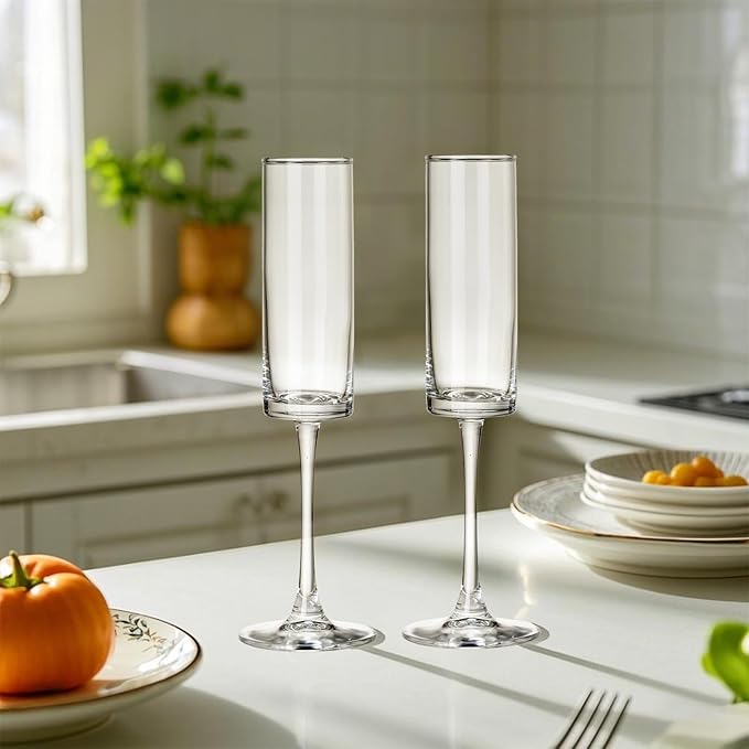 12 Pieces Clear Champagne Flutes 6 OZ Straight Sided Wine Glasses Champagne - Image 5