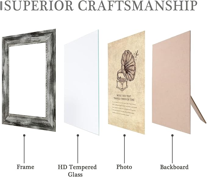 4x6 Picture Frames Set of 4 Vintage Photo Frame, Rustic Retro Photo Frame - Image 3