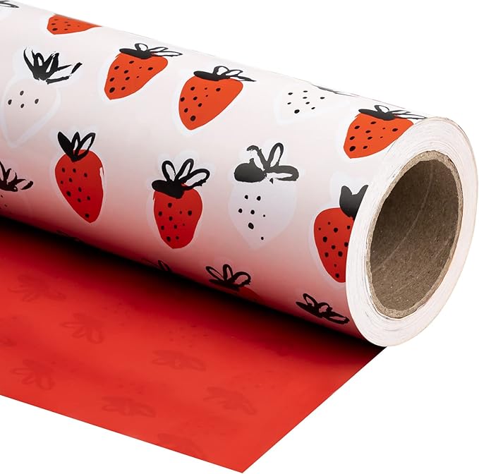 WRAPAHOLIC Reversible Strawberry Wrapping Paper by WRAPAHOLIC