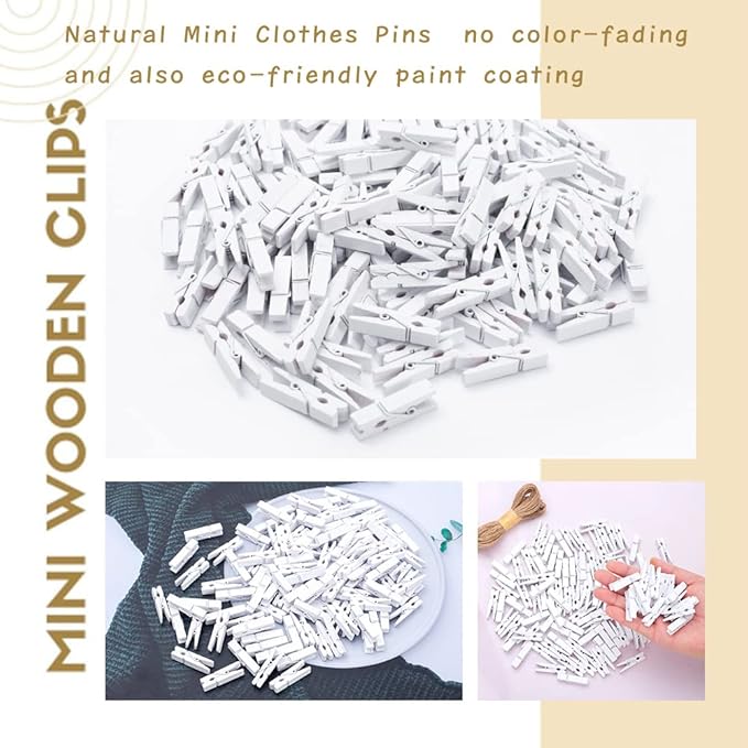 Clothes Pins, 1.4 Inch White Clothespins, Mini Clothes Pins - Image 2