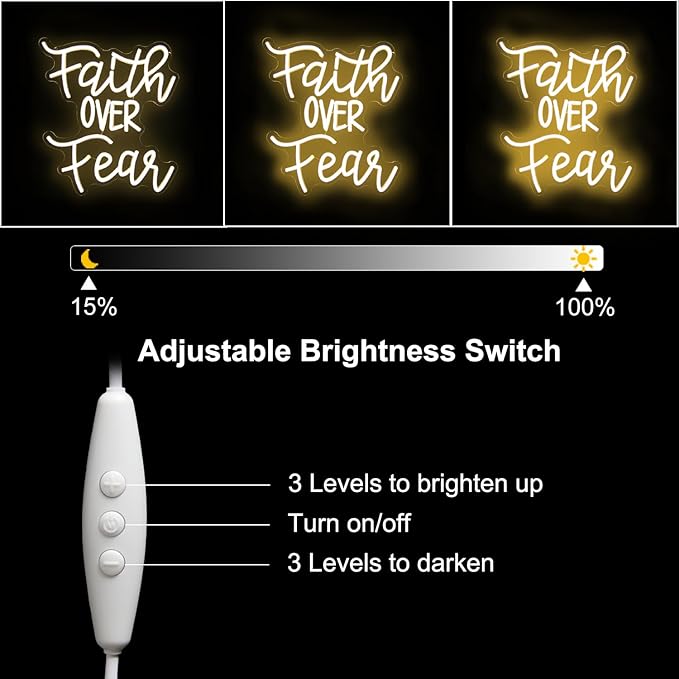 Faith Over Fear Neon Sign Jesus Neon Light Christian LED Signs - Image 5