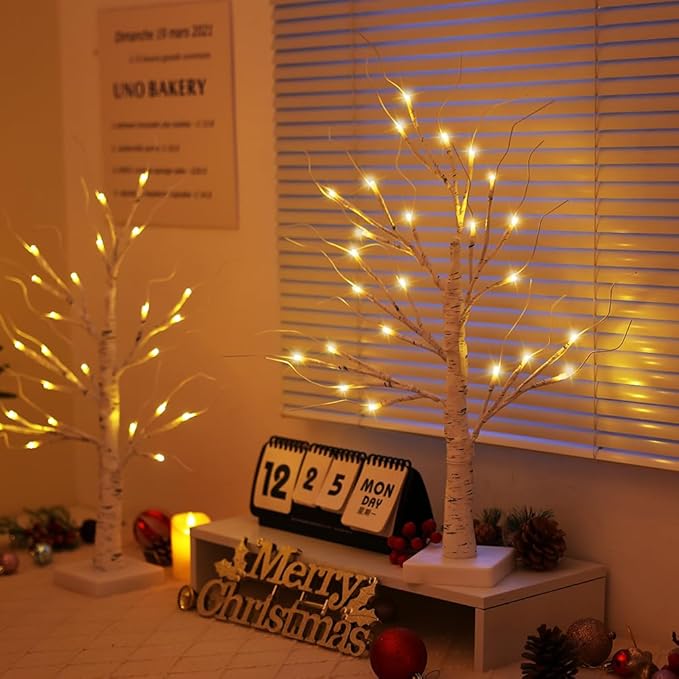 2FT Lighted Birch Tree, Christmas Decorations - Image 5