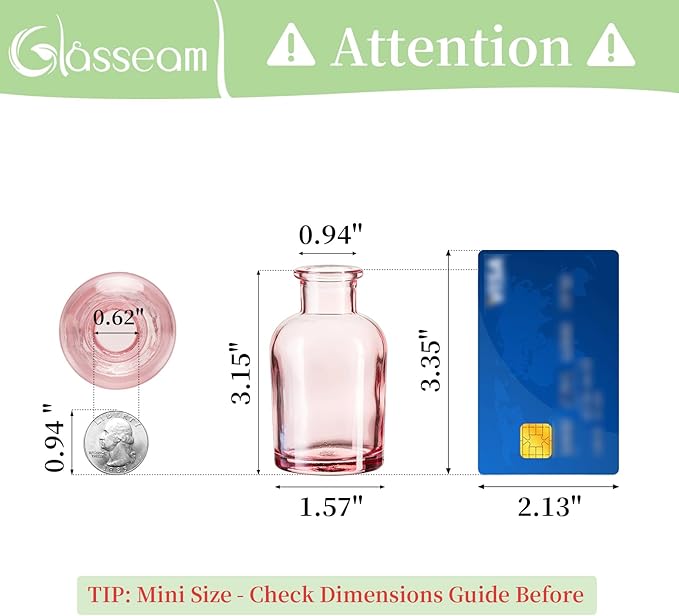 Glasseam Mini Bud Vases for Centerpieces: Colored Small Flower Vase Set of 20 - Image 2