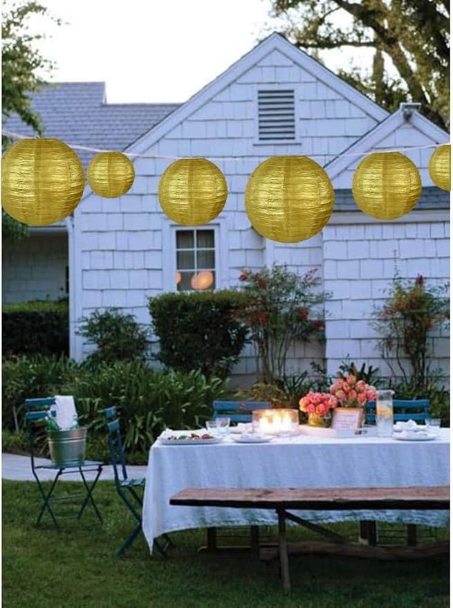 BEISHIDA 12-Inch Gold Paper Lanterns Decorative Chinese/Japanese Hanging Round - Image 4