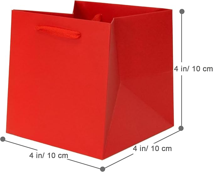 Red Paper Gift Bag 4 in Paper Box Small Square Bottom Kraft Paper Bags - Image 2