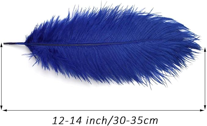 YAKRUNA 30PCS Royal Blue Ostrich Feathers Bulk 12-14 Inches - Image 2