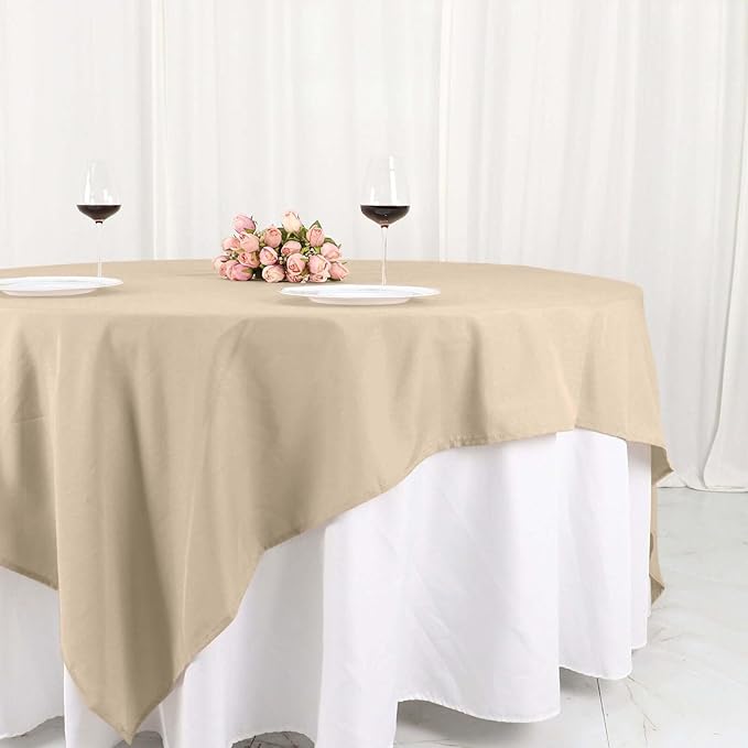 Efavormart 90" Nude Wholesale Linens Polyester Square Linen Tablecloth - Image 8