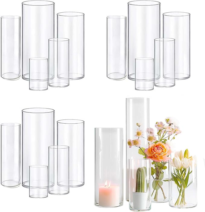 15pcs Cylinder Vases for Centerpieces Small Flower Glass Vases Clear Vase Home by OGEH