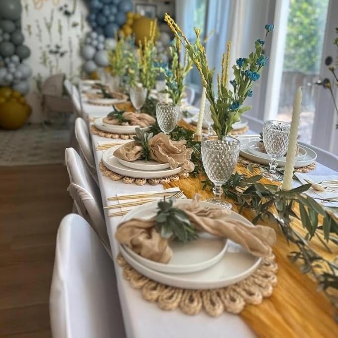 3 Pack Gold Cheesecloth Table Runner Fall Thanksgiving 35x120 Inch Yellow - Image 2