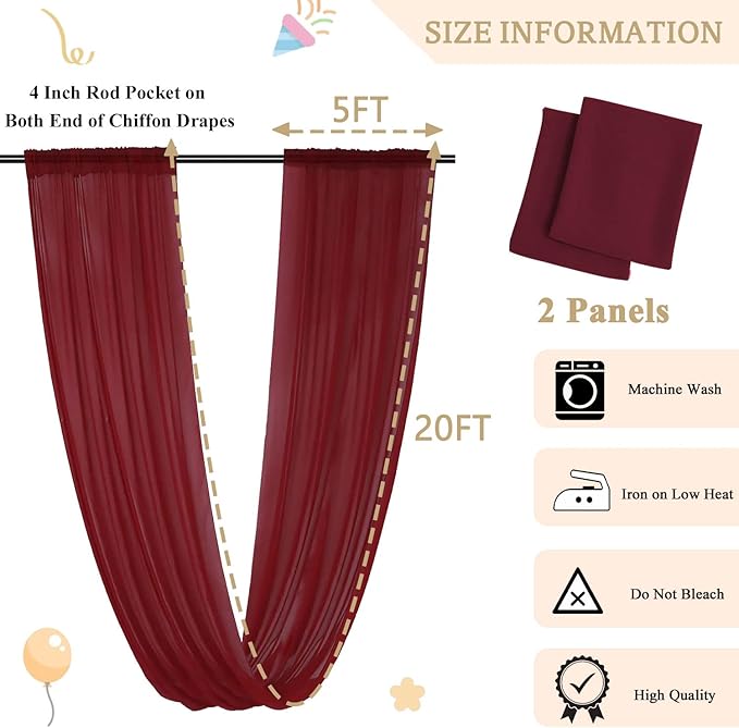 MODFUNS Burgundy Ceiling Drapes - Image 2