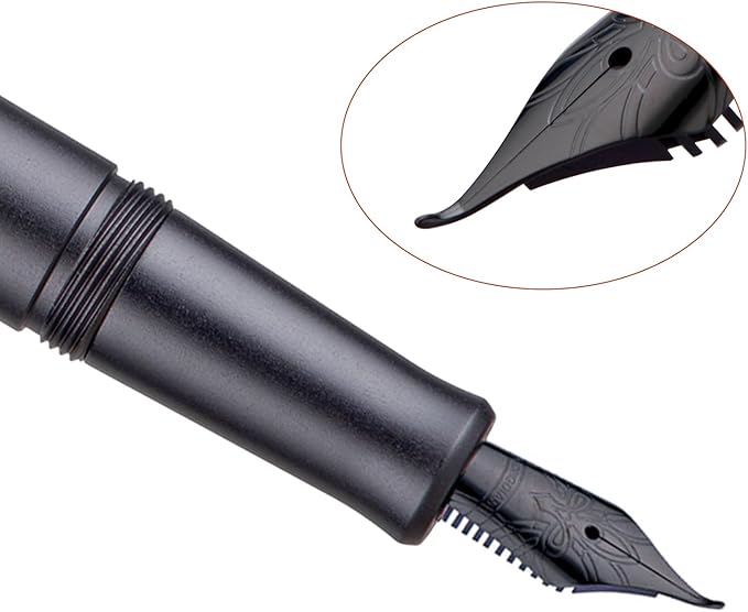 Hongdian M2 Black Forest Mini Fountain Pen, Bent Nib & Sleek Shape Aluminium - Image 3