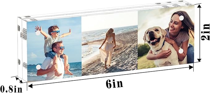 HELPLEX 3 Pack 2x6 Acrylic Picture Frames, 20mm Thicker Frameless Clear Double - Image 2
