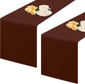 2 Pack Chocolate Long Table Runner 12 x 108 Inch Solid Color Farmhouse Runners by mylacerhome