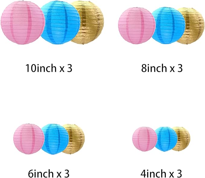 Tim&Lin Gender Reveal Decorations Paper Lanterns, Chinese/Japanese Hanging - Image 2