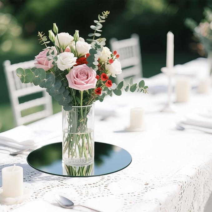 Round Mirror Centerpieces, Acrylic Circular Plates - Image 5