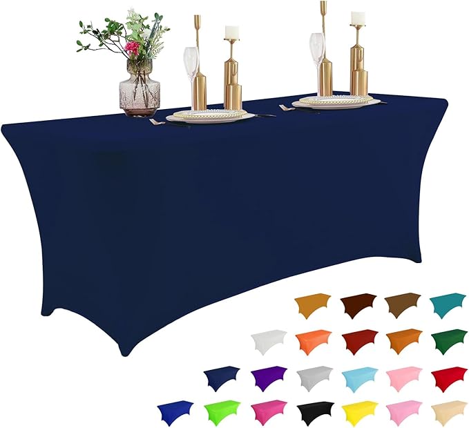 IVAPUPU 4FT Table Cloth for Rectangular Fitted Events Stretch Jean Blue Table by IVAPUPU