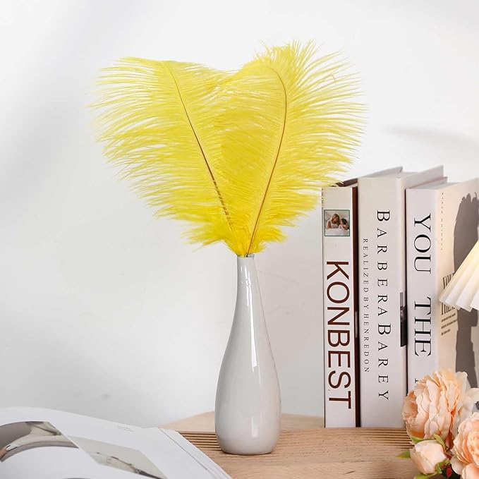 YAKRUNA 30PCS Yellow Ostrich Feathers Bulk 12-14 Inches - Image 3