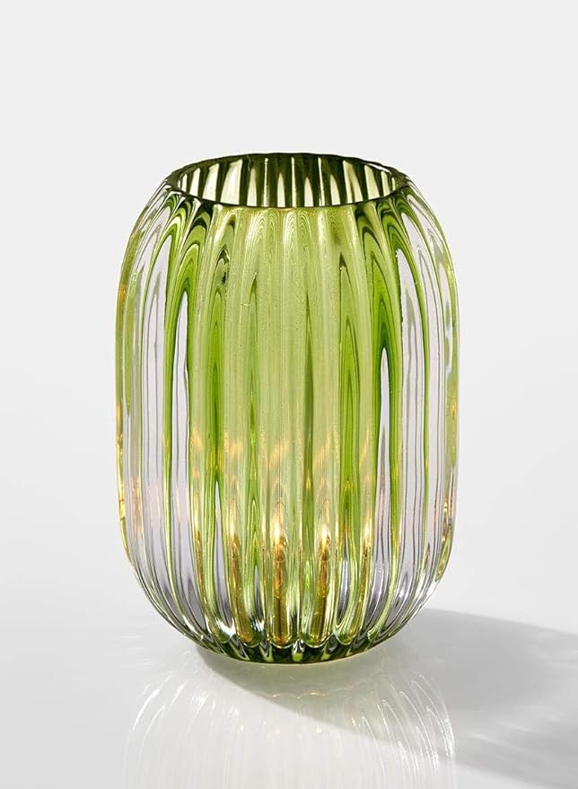 Serene Spaces Living Green Optical Glass Votive Holder, Measures 5" Tall and - Image 4