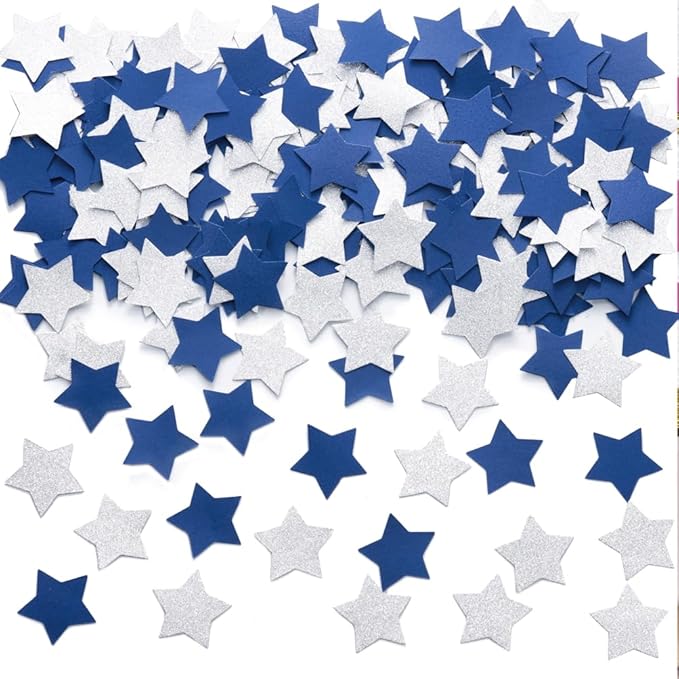 MOWO Blue and Silver Star Confetti Table Decoration by MOWO