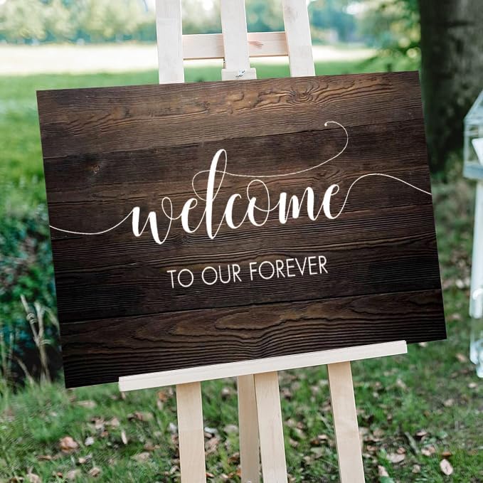 Rustic Wooden Signs Welcome to Our Forever Wedding Sign Wedding Welcom Sign by Eletina