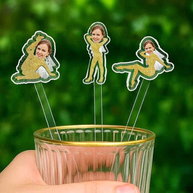 Personalized 50 pcs Double-Sided Wedding Stir Stick, Custom Bride Face Dancers - Image 6
