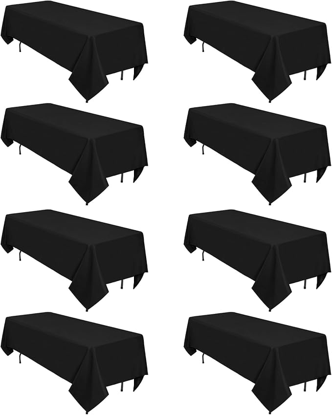 8 Pack Black Tablecloths 60 x 102 Inch Rectangular Table Cloths by Heneger