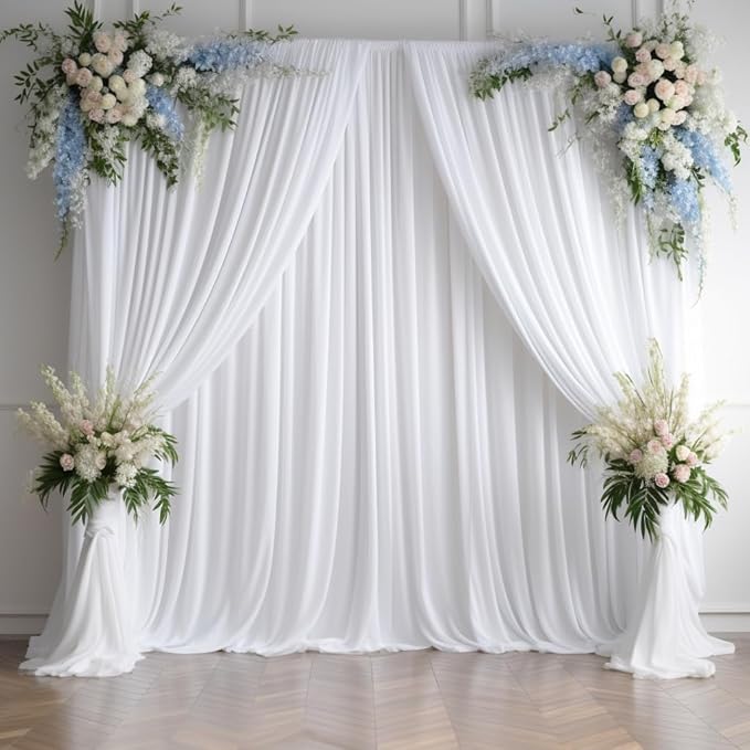 20ftx14FT Wrinkle Free White Backdrop Curtain, 4 Panels 14FT Height White - Image 8