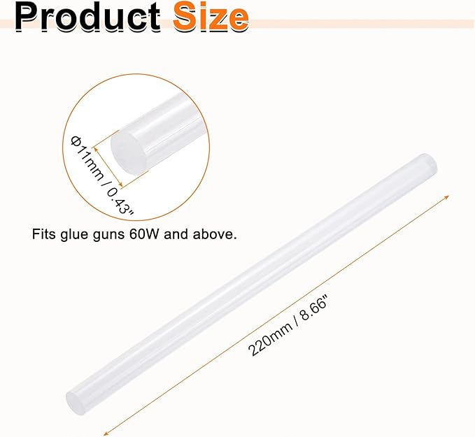 HARFINGTON 10pcs Hot Glue Sticks 0.43" Dia x 8.66" Long EVA Mini Hot Melt - Image 2