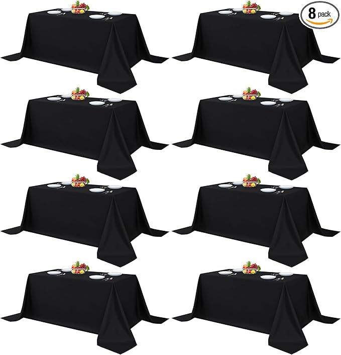 Fitable 8 Pack Rectangle Tablecloths: Stain Resistant Wrinkle Free Fabric Table by Fitable