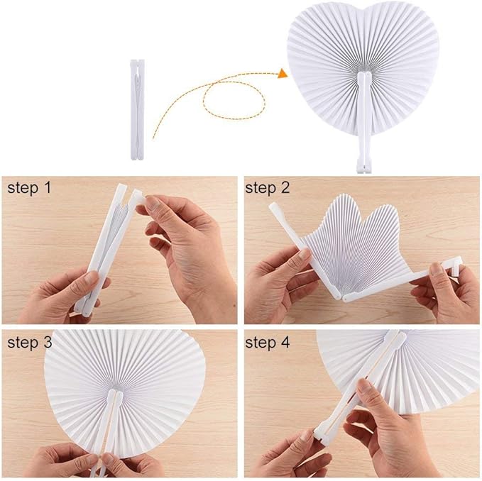 Zwin 60PCS Heart Shaped Folding Paper Fans - Image 6