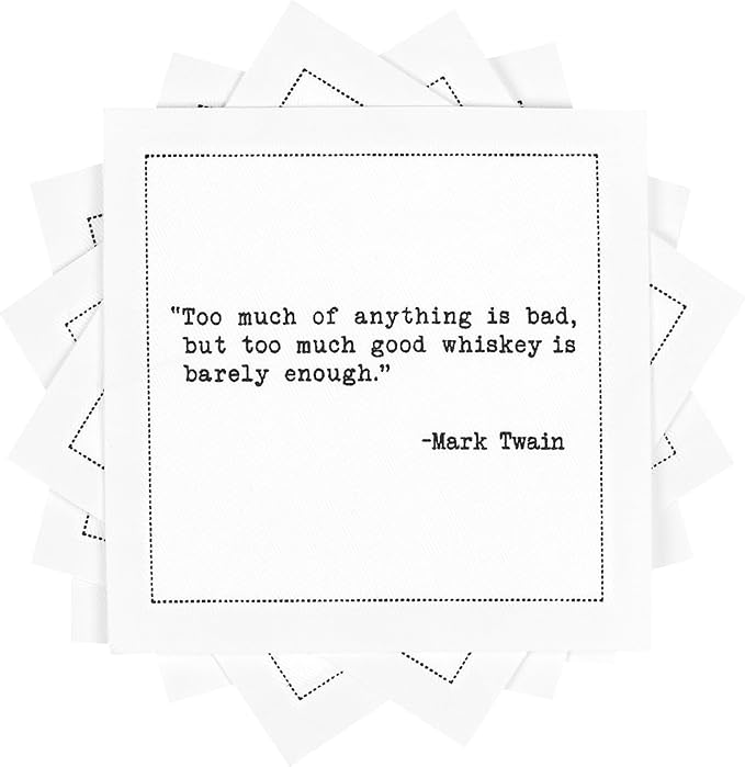 FIVE STAR NAPKINS Whiskey Quotes Cotton Cocktail Napkins, Beverage Napkin by FiveStarNapkins
