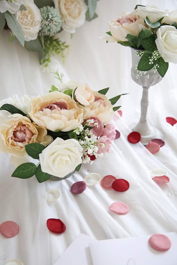 Floroom 300pcs Rose Petals Elegant Maroon Faux Silk Flower Petals - Image 2