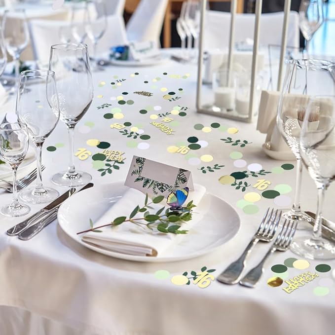 Sage Green 16th Happy Birthday Confetti, 16th Birthday Table Decorations - Image 3