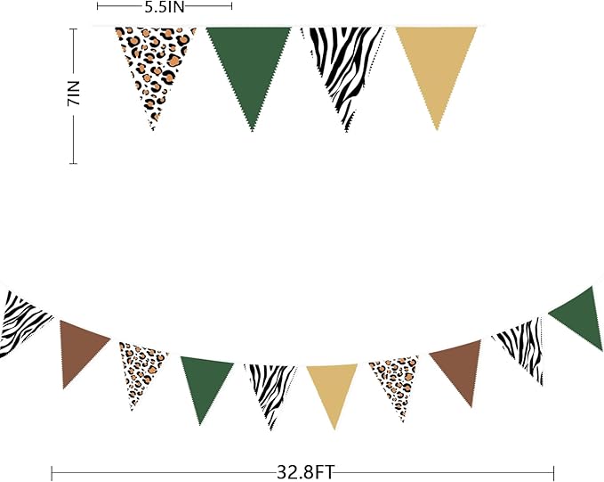 32Ft Jungle Safari Party Decorations Sage Green Brown Wild Animal Leopard Zebra - Image 3