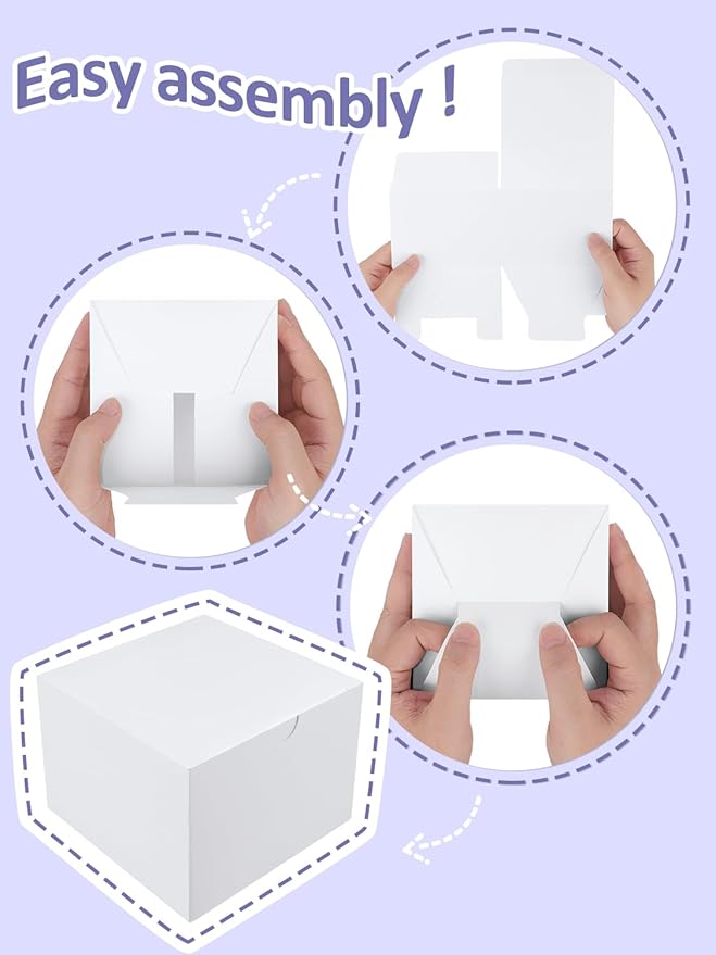 Eupako Gift Boxes 4x4x4 25 Pack White Kraft Paper Box - Image 2