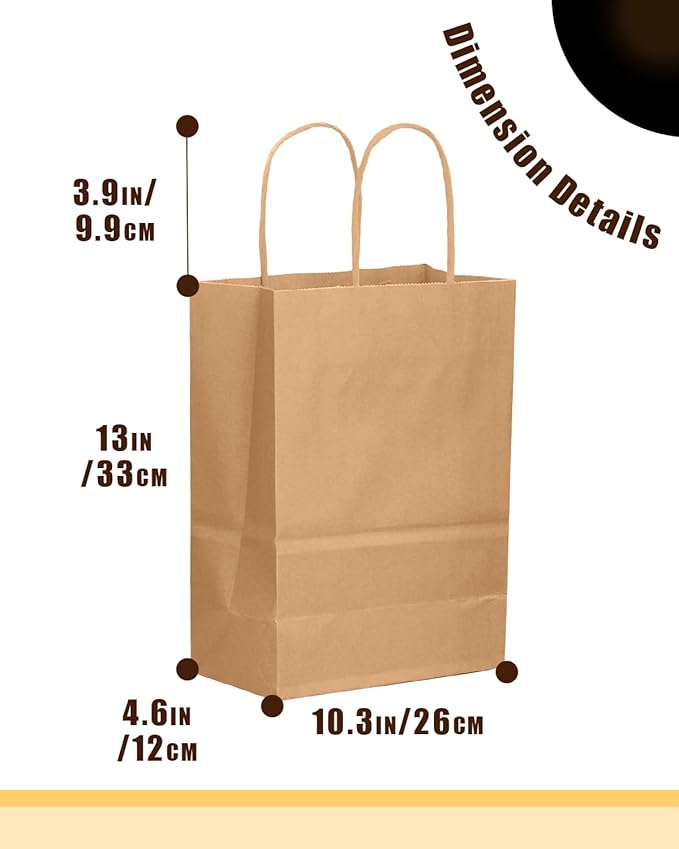 qiqee 100-Packs Brown Paper Gift Bags - Image 4