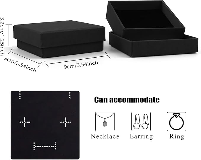 Gift Box Necklace Earring Ring Box Gift Box, 12 Pieces Square Cardboard Jewelry - Image 2
