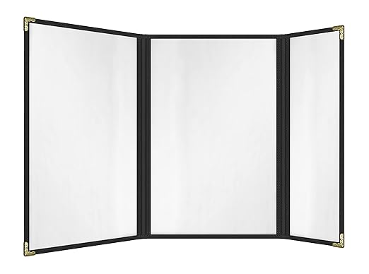 Goodsmart Restaurant Menu Covers – 25 Pack Black 6 Views Trifold, Side-Loading by ACISuperPower