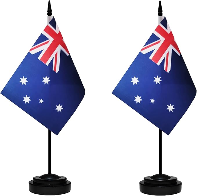 Australia Australian Deluxe Desk Flag Set Small Mini Miniature Australia by tibijoy